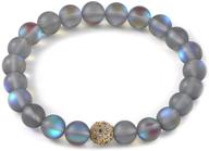 🧜 mystic glowing mermaid glass bracelet - moonstone beaded stretch bracelet with zircon crystal beads - summer love collection logo