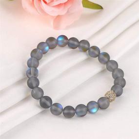 img 1 attached to 🧜 Mystic Glowing Mermaid Glass Bracelet - Moonstone Beaded Stretch Bracelet with Zircon Crystal Beads - Summer Love Collection