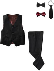 img 4 attached to Piece Formal Black Pants Bowtie Boys' Clothing for Suits & Sport Coats