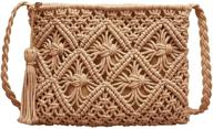 👜 meyaus women's bohemian cross-body bag with fringed cotton crochet - small size - stylish shoulder bag purse logo