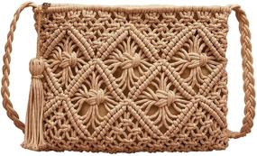 img 2 attached to 👜 Meyaus Women's Bohemian Cross-body Bag with Fringed Cotton Crochet - Small Size - Stylish Shoulder Bag Purse