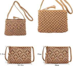 img 1 attached to 👜 Meyaus Women's Bohemian Cross-body Bag with Fringed Cotton Crochet - Small Size - Stylish Shoulder Bag Purse