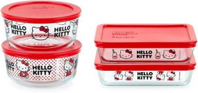 img 4 attached to 🐱 Convenient and Adorable: Pyrex 8-Piece Hello Kitty Glass Food Storage Set