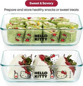 img 1 attached to 🐱 Convenient and Adorable: Pyrex 8-Piece Hello Kitty Glass Food Storage Set