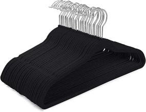 img 4 attached to 👔 60-Pack HOUSE DAY Black Velvet Hangers - Non-Slip Space-Saving Felt Hangers for Clothes - Heavy-Duty Adult Coat & Suit Hangers