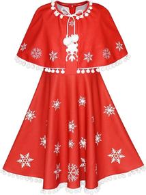 img 4 attached to Sunny Fashion Girls Dress - Festive Red Cape Cloak for Christmas Year Holiday Party - Sizes 4-14