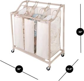 img 2 attached to Smart Design Deluxe Rolling Triple Compartment Laundry Sorter Hamper with Wheels - 6 Load Capacity - Durable Steel Metal Frame - Clothes and Laundry - Home Storage - 30 x 32 Inch - Beige