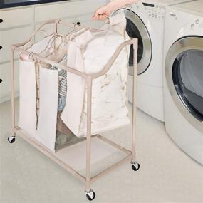 img 3 attached to Smart Design Deluxe Rolling Triple Compartment Laundry Sorter Hamper with Wheels - 6 Load Capacity - Durable Steel Metal Frame - Clothes and Laundry - Home Storage - 30 x 32 Inch - Beige