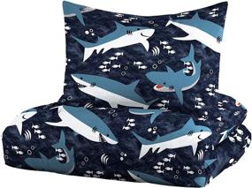 img 2 attached to 🦈 Dream Factory Kids Twin Navy Sharks Easy-Wash Cotton Comforter & Pillow Sham Set: Super Soft & Durable