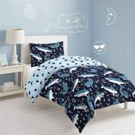 🦈 dream factory kids twin navy sharks easy-wash cotton comforter & pillow sham set: super soft & durable logo