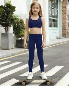 img 3 attached to Stelle Legging: Trendy Athletic Workout Running Attire for Active Girls