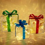 🎁 guoou set of 3 lighted gift boxes: festive 60 led transparent christmas decorations logo
