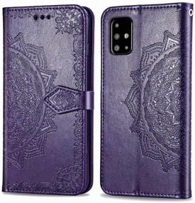 img 3 attached to 🌸 Flower Embossed Wallet Case for Samsung Galaxy A51 - Premium PU Leather Flip Phone Case Cover with Card Slots and Stand for Samsung Galaxy A51, 2020 Release (Purple)