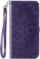 🌸 flower embossed wallet case for samsung galaxy a51 - premium pu leather flip phone case cover with card slots and stand for samsung galaxy a51, 2020 release (purple) logo