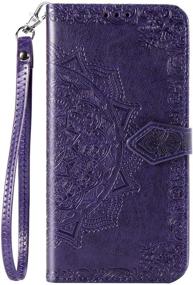 img 4 attached to 🌸 Flower Embossed Wallet Case for Samsung Galaxy A51 - Premium PU Leather Flip Phone Case Cover with Card Slots and Stand for Samsung Galaxy A51, 2020 Release (Purple)