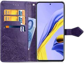 img 2 attached to 🌸 Flower Embossed Wallet Case for Samsung Galaxy A51 - Premium PU Leather Flip Phone Case Cover with Card Slots and Stand for Samsung Galaxy A51, 2020 Release (Purple)