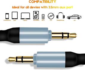 img 1 attached to 🔊 Аудио AUX-кабель EVISTR - 2PACK 3.5 мм, мужской на мужской, стерео-аудио кабель - Кабель премиум-класса с золотым покрытием для наушников, MP3-плееров, динамиков - 10FT серого цвета - Без потери звука - Совместим с домашней автомобильной аудиосистемой