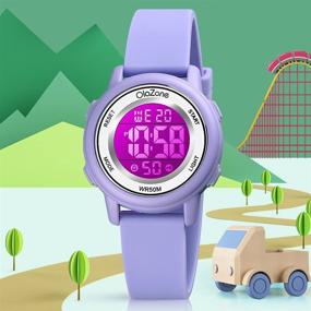 img 1 attached to Digital Watch for Girls with 7-Color Flashing Light, Water Resistance of up to 164FT, and Alarm, Ideal for Ages 5-10 - Model 1721
