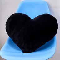 ❤️ подушка "сердце" вктопс: мягкая подушка из кроличьего меха для детей/девочек/дня святого валентина - черная, 16"x20 логотип