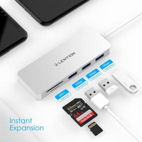 img 3 attached to 🖥️ LENTION 3-Port USB 3.0 Type A Hub with SD/Micro SD Card Reader - Multiport Adapter for MacBook Air/Pro, Windows Laptops - Silver