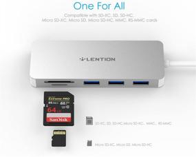 img 1 attached to 🖥️ LENTION 3-Port USB 3.0 Type A Hub with SD/Micro SD Card Reader - Multiport Adapter for MacBook Air/Pro, Windows Laptops - Silver