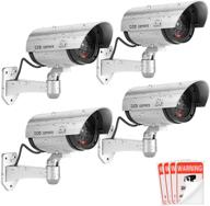 📷 fitnate fake camera – dummy cctv surveillance system with red flashing light and 4 safety warning stickers – outdoor & indoor use (4 packs, silver) logo