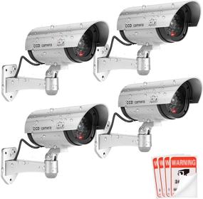 img 4 attached to 📷 FITNATE Fake Camera – Dummy CCTV Surveillance System with Red Flashing Light and 4 Safety Warning Stickers – Outdoor & Indoor Use (4 Packs, Silver)