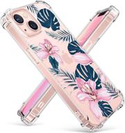 gviewin iphone 13 6.1 inch 2021 case, clear flower soft &amp; flexible tpu shockproof women's girls phone cover with floral pattern design bumper, protective case (deutzia/peach) логотип