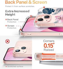 img 1 attached to GVIEWIN iPhone 13 6.1 Inch 2021 Case, Clear Flower Soft &amp; Flexible TPU Shockproof Women's Girls Phone Cover with Floral Pattern Design Bumper, Protective Case (Deutzia/Peach)