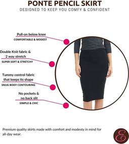 img 2 attached to 👗 ESTEEZ Women's Knee Length Ponte Pencil Skirt with Tummy Control - Houston