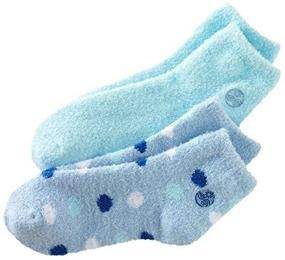 img 1 attached to 🧦 Earth Therapeutics Aloe Infused Socks, 2 Pairs - Light Blue, White Dark Blue, Aqua Dots