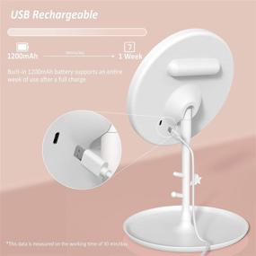 img 1 attached to JACKYLED Rechargeable Makeup Mirror: 3 Color Lighting Modes, Dimmable Touch Screen, USB Charging & Storage Tray