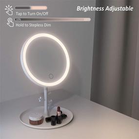 img 2 attached to JACKYLED Rechargeable Makeup Mirror: 3 Color Lighting Modes, Dimmable Touch Screen, USB Charging & Storage Tray