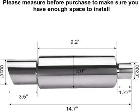 img 3 attached to 🚗 Universal Car Exhaust Muffler Tip Stainless Steel 14.8'' Length EVIL ENERGY 2'' Inlet 3'' Outlet