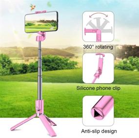 img 2 attached to 📸 HOTKAY Selfie Stick Tripod - Portable Aluminum Phone Tripod with Bluetooth Remote for Apple & Android Devices, Expandable & Non-Skid Feet (Pink)
