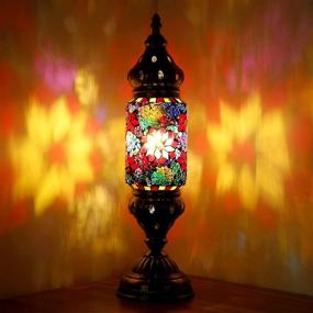img 4 attached to Marrakech Turkish Standing Lamp Mosaic Glass Desk Lamp Moroccan Lantern Decorative Bedside Night Lights