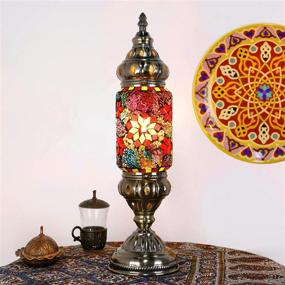 img 3 attached to Marrakech Turkish Standing Lamp Mosaic Glass Desk Lamp Moroccan Lantern Decorative Bedside Night Lights