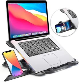 img 4 attached to 🖥️ Adjustable Laptop Stand for Desk - Ergonomic Computer Stand for MacBook Pro and Air 13-17 inch - Patented SecureStop, Laptop Riser, Notebook Stand