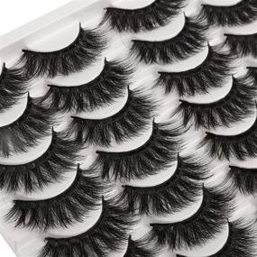 img 3 attached to 👁️ Enhance Your Eyelashes with JIMIRE 3D Wispy Long Mink Fluffy Volume Lashes - 14 Pairs Pack