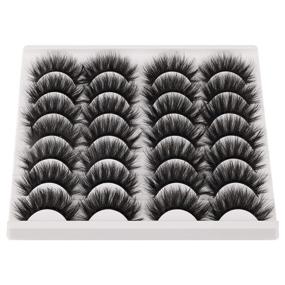 img 4 attached to 👁️ Enhance Your Eyelashes with JIMIRE 3D Wispy Long Mink Fluffy Volume Lashes - 14 Pairs Pack