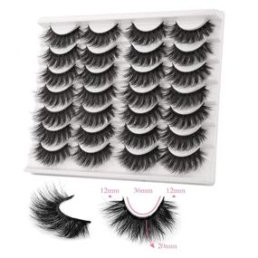 img 2 attached to 👁️ Enhance Your Eyelashes with JIMIRE 3D Wispy Long Mink Fluffy Volume Lashes - 14 Pairs Pack