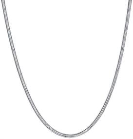 img 1 attached to BORUO 925 Sterling Silver Snake Chain Necklace, 1mm 1.6mm Solid Italian Nickel-Free Chain with Lobster Claw Clasp, Available in 14-30 Inch Lengths