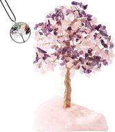 🌳 gemboury handmade amethyst rose quartz crystal tree: enhance healing and luck with reiki tree of life pendant necklace and feng shui money tree for home decoration логотип