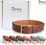 dowgclub full grain genuine leather dog collar: heavy duty, comfortable, strong - ideal for pups, small, medium & large breeds in brown, pink, black, tan logo