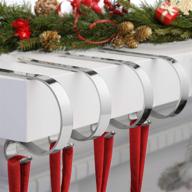 🎅 4 pack adjustable christmas stocking holders for mantle - non-skid stocking hangers - lightweight hooks for fireplace home decor логотип