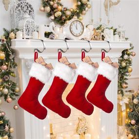 img 2 attached to 🎅 4 Pack Adjustable Christmas Stocking Holders for Mantle - Non-Skid Stocking Hangers - Lightweight Hooks for Fireplace Home Decor