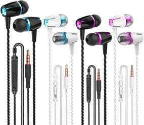 img 4 attached to 🎧 Premium VPB Earbud Headphones: Enhanced Stereo Sound, Remote & Microphone | iOS & Android Compatible | Tangle-Free, Noise Isolating Design | 4 Pairs in Mixed Colors