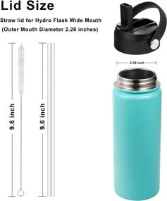 img 1 attached to Flexible Straw Lid for Hydro Flask Wide Mouth Bottles - Fits 12, 16, 18, 20, 32, 40, and 64 oz Sizes - Replacement Lid with Handle for Hydroflask Straws - Top Water Bottle Accessories