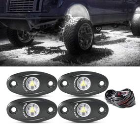 img 4 attached to MICTUNING 4 Pods White LED Rock Lights: Waterproof Underglow Kit for Car Truck ATV UTV SUV Offroad Boat