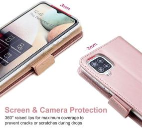 img 2 attached to 📱 ERAGLOW Samsung Galaxy A12 Case - Rose Gold Wallet Flip Cover with Stand, Card-Slots & Tempered Glass Screen Protector